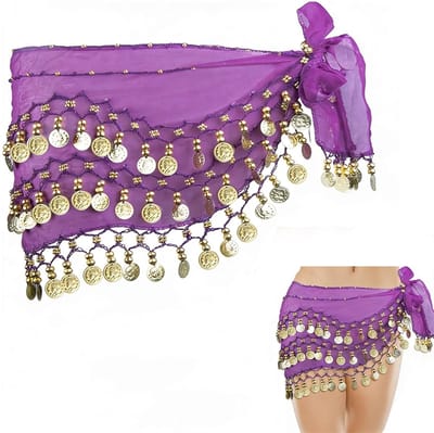 Dailygoods - Dailygoody - Belly Dance Hip Scarf - Buikdansriem - Elegant en kleurrijk - Paars - Dansaccessoire - Geschikt voor podiumvoorstellingen - Feestelijk en...