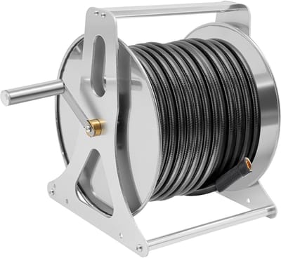 Slanghaspel - Waterslanghouder - Tuin Opruimen - Stabiele Constructie - 30x28x36 cm - Zilver