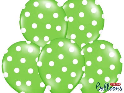 Partydeco - Ballonnen lime dots wit 50 stuks