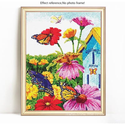 Peinture Diamant Ronde Complète Fleur Et Papillon Broderie Vente Image Strass Diamant 20X30 yellow