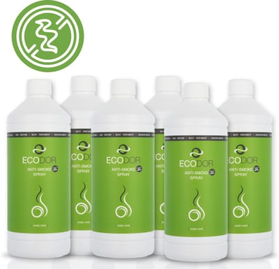 Ecodor EcoSmoke - Anti Rooklucht - Ontgeurder - Geurverwijderaar - Anti Tabak - Luchtverfrisser - Geurvreter - Geurvernietiger - 6x1000 ml