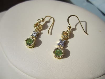 Gemstones-silver Sterling-925 zilveren oorhangers 14 K verguld topaas en quartz stenen