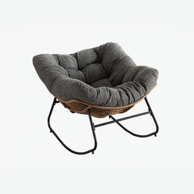 Moderne Chenille Schommelstoel - Schommelstoel Voor Babykamer - Ergonomisch - Stressverlagend - Tot 158 kg - Woonkamer - 102x98x77 cm - Grijs