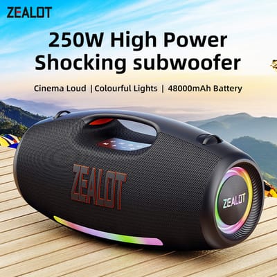 ZEALOT-S89 250W waterdichte draagbare luide Bluetooth-luidspreker, draadloze buitensboombox-subwoofer drievoudige passieve radiatoren - diepe bas