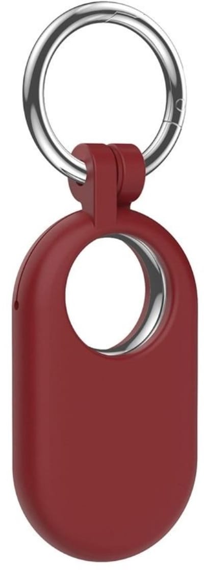 Hoesje geschikt voor Samsung SmartTag 2 - Tag sleutelhanger - Siliconen case - SmartTag protector - Hanger - Spullen kwijtraken - Bordeaux rood / Burgundy - Jonyx