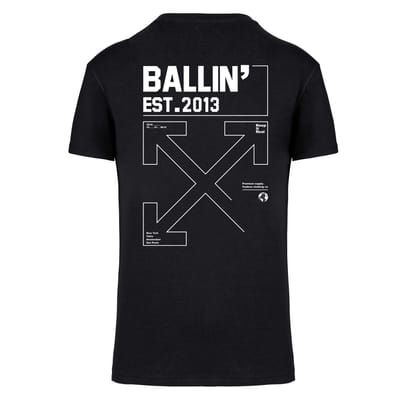 Heren Tee SS met Ballin Est. 2013 Backprint Cross Shirt Print - Zwart - Maat XXL