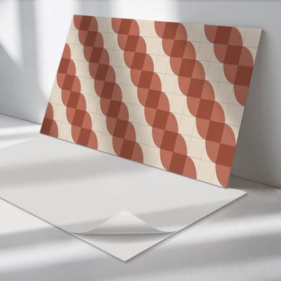 Wallfluent Vinyl Tegels - Geometrisch Golvend Patroon Zelfklevende PVC Tegels - 40 cm x 20 cm - Bruin Vinyl Tegels - Verpakking van 10 stuks - Rechthoek PVC Tegels - Texturen Plaktegels - Vinyl Vloer Tegels - Plaktegels Keuken en Badkamer