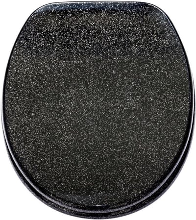 Zwarte WC-bril met Softclose en Glitterafwerking voor Standaard Toiletten