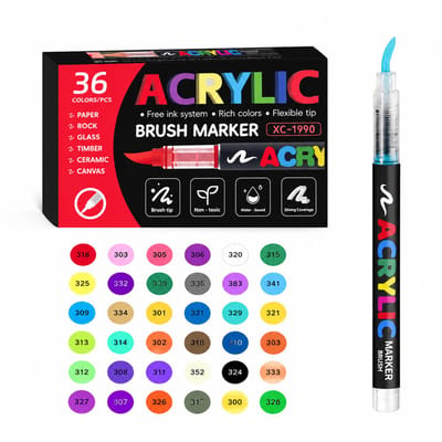 Acrylmarkers - 36 kleuren - intelligente inktregeling - zachte punt met directe inkttoevoer voor tekenen en DIY - basisverpakking