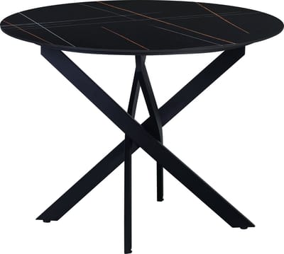 Bolt Edge Eetkamertafel Rond - Tuintafel - Marmerlook - Zwart - Voor 4 Personen - 100x100x76 cm