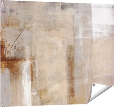 Gards Tuinposter Abstracte Kunst Bruin met Beige - 100x80 cm - Tuindoek - Tuindecoratie - Wanddecoratie buiten - Tuinschilderij