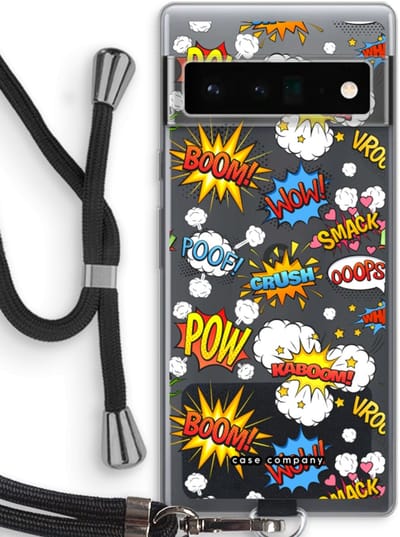 Case Company® - Hoesje met koord geschikt voor Google Pixel 6 Pro hoesje met Koord - Pow Smack - Telefoonhoesje met Zwart Koord - Bescherming aan alle Kanten en Over de Schermrand