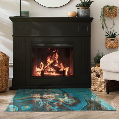 Coloray Vloerplaat Houtkachel - Plaat voor Onder Houtkachel - 100 cm x 70 cm - Open Haard Accessoires - Turkoois Vloerplaat Kachel - Onderplaat Voor Houtkachel - Plaat onder Houtkachel - Kachel Onderplaat - Verwarmingsaccessoires