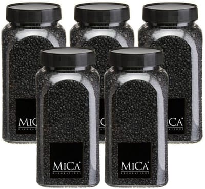 Mica Decorations decoratie stenen/granulaat - 5x - 650ml - zwart - hobby steentjes