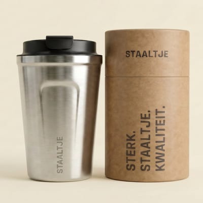 STAALTJE® - Premium RVS Thermosbeker - 380ML - RVS/Zilver - Koffiebeker - Theebeker - Reisbeker - Herbruikbaar - Hergebruik - Dubbelwandig 304 Roestvrijstaal - Duurzaam