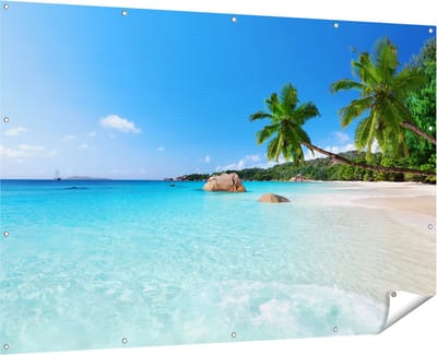 Gards Tuinposter Tropisch Strand en Zee - 180x120 cm - Tuindoek - Tuindecoratie - Wanddecoratie buiten - Tuinschilderij