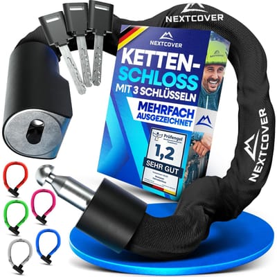 NEXTCOVER® Fietsslot LockOne met sleutel I - [VEILIG] Fietsslot hoge veiligheid I robuust & duurzaam kettingslot fiets I Fietsslot, fietsslot 3 sleutels