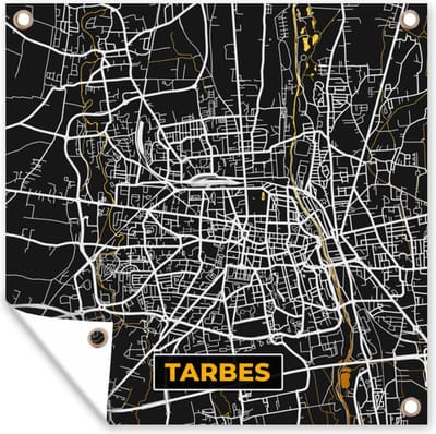 Tuin poster Plattegrond – Kaart – Stadskaart – Frankrijk – Tarbes - 200x200 cm - Tuindoek
