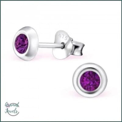 Aramat Jewels | Oorbellen | Zilveren Kristal Oorbellen - Subtiel en Elegant | 5mm / Metallic Blauw | |5mm | Zilver | Kinderen, Volwassenen | Verkleurd niet