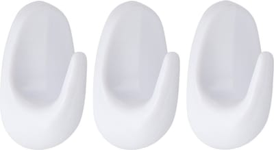 Tendance Plakhaakje - 4 x 3 x 7 cm -Zelfklevende ophang haakjes - 3x stuks - kunststof - wit - keuken/badkamer haken