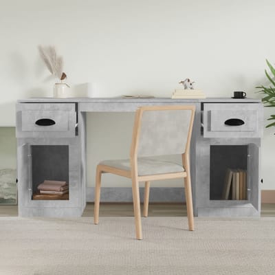 vidaXL - Bureau - met - kast - bewerkt - hout - betongrijs