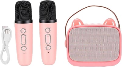 Mini Karaokemachine - Karaoke set Kinderen - Muziek Plezier - Inclusief 2 Microfoons - 15 x 14.5 x 10 cm