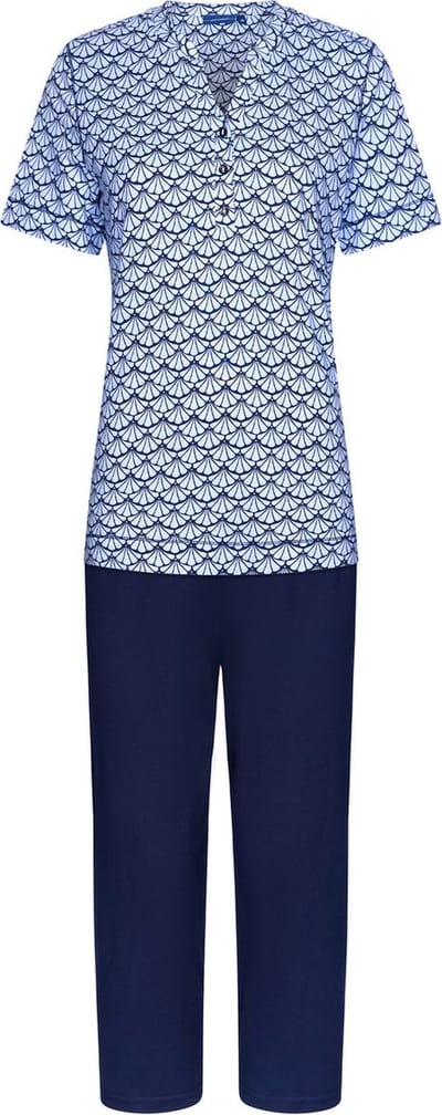 Pastunette - Graphics - Dames Pyjamaset - Blauw - Katoen - Maat 38