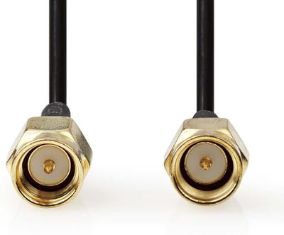 Antennekabel - SMA Male - SMA Male - Verguld - 50 Ohm - Enkelvoudig Afgeschermd - 5.00 m - Rond - PVC - Zwart - Envelop