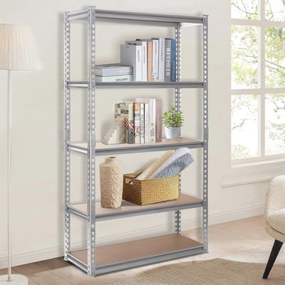 Verstelbaar 5-laags Garagerek met Zwaar Belastbare Opbergplanken - 183 x 90 x 40 cm, Draagvermogen 850 kg, Boutloze Metalen Plank voor Keuken, Garage en Kantoor