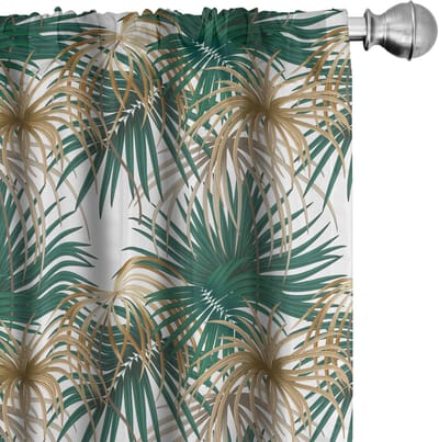 ABAKUHAUS Junglebladeren Voorhangen – 2x75x175 cm – microvezel – Kitz Tan