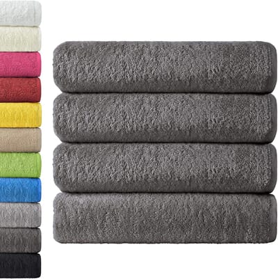 Famanu – Badmatten set van 4 – katoen – antraciet/grijs – 70x140 cm