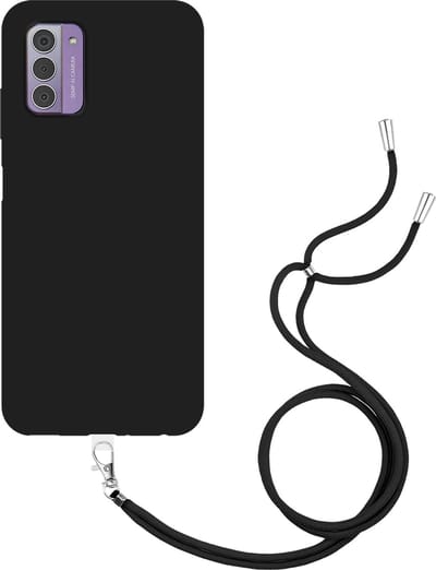 Cazy hoesje met koord geschikt voor Nokia G42 Hoesje met Koord - Flexibele Case - Zwart