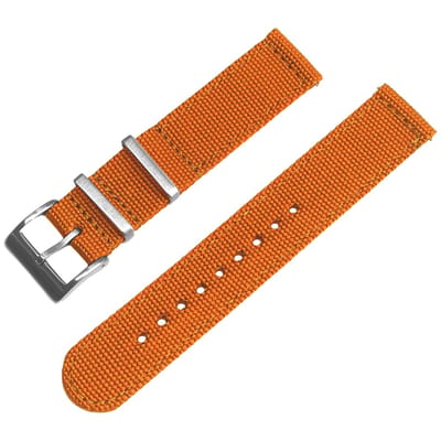 Canvas Like Nylon Two Piece NATO Strap - Makkelijk Zelf te Verwisselen Horlogeband - Oranje 20mm