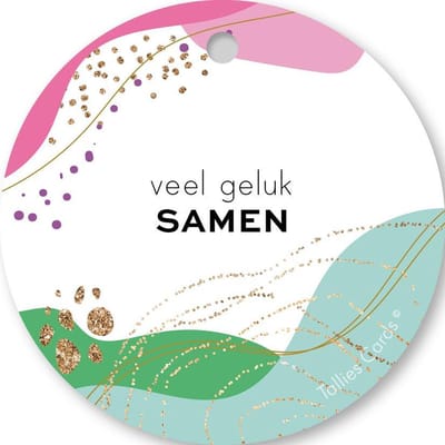 Tallies Cards - kadokaartjes  - bloemenkaartjes - Veel geluk samen - Abstract - set van 5 kaarten - trouwkaart - trouwen - huwelijk - echtpaar - getrouwd - 100% Duurzaam