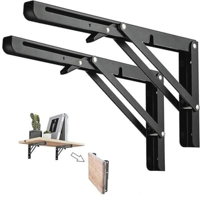 Inklapbare wandhouder 300 mm roestvrij staal - 2 stuks, ruimtebesparende houder voor planken en tafels