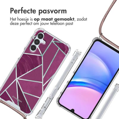 imoshion Hoesje - Geschikt voor Samsung Galaxy A15 (4G) / A15 (5G) - Design Hoesje met Koord - Bordeaux Graphic
