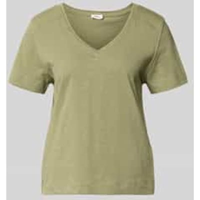 Zachte jersey T-shirt met V-hals en voorpaneel voor vrouwen s.Oliver