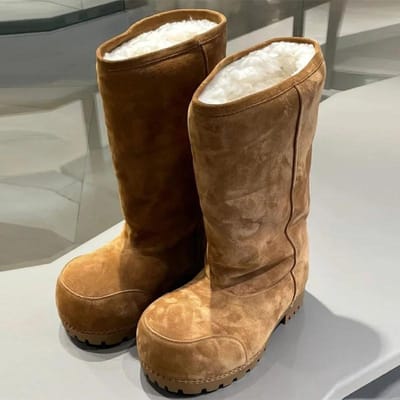 Platform Sneeuwlaarzen met Groot Hoofd Design, Dikke Zool Hoogteverhogend Lange Schacht Warme Katoenen Laarzen, Winter Dames Bruine Pluche Schoenen 36 black