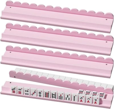 Mahjong rekset - Tegelhouder spel - Spel organiseren - Magnetisch antislip - 4-delig - Houtkleur