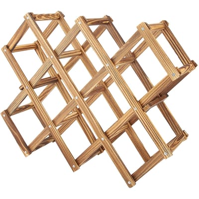 Porte-bouteilles pliable en bois Organisateur Étagère d'exposition Capacité 10 bouteilles