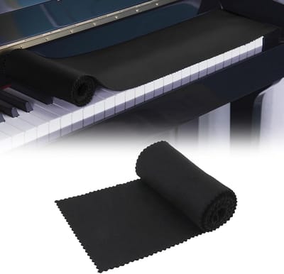 OIMG Piano Toetsenbord Stofkap - Keyboard Beschermhoes - stofbescherming voor piano toetsenbord - Toetsenborddoek - Piano stofkap - doek voor 88 toetsen - Geschikt voor staande piano's, elektrische piano's en vleugels - zwart - 125cm×15cm