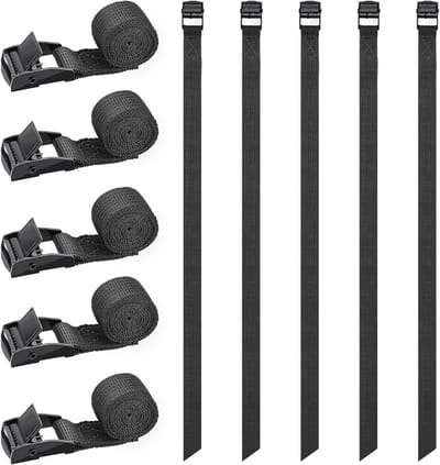 10 Stuks Korte Zwarte Spanbanden met Klemsluiting voor Fiets en Bagage