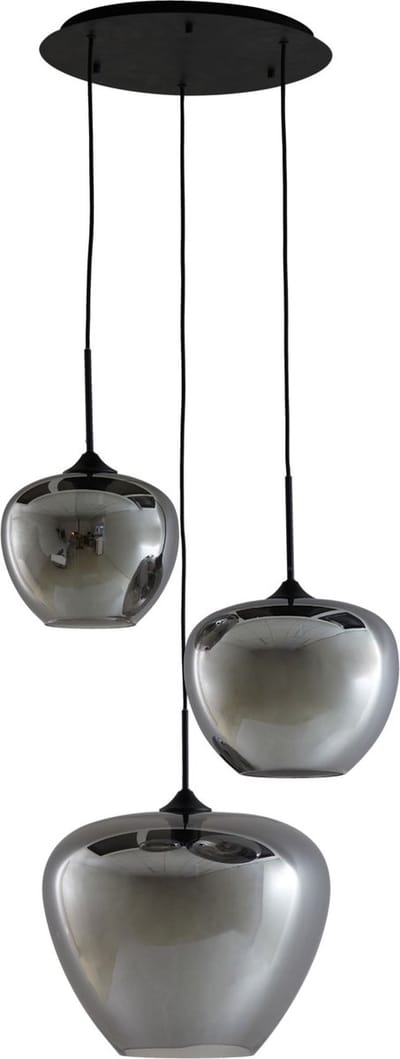 Light & Living Hanglamp Mayson - Smoke Glas - Ø40cm - 3L - Modern - Hanglampen Eetkamer, Slaapkamer, Woonkamer