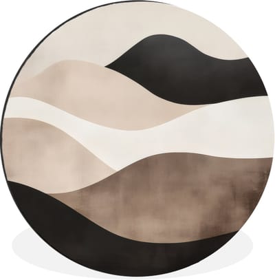 WallCircle - Wandcirkel - Muurcirkel - Abstract - Landschap - Golven - Crèmekleur - Aluminium - Dibond - 30x30 cm - Binnen en Buiten