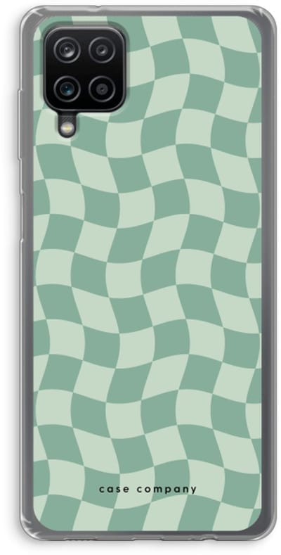 Case Company® - Hoesje geschikt voor Samsung Galaxy A12 hoesje - Grid Groen - Soft Cover Telefoonhoesje - Bescherming aan alle Kanten en Schermrand