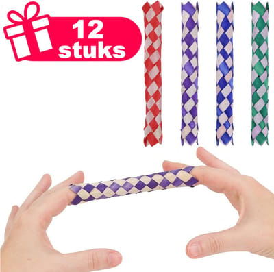 Henbrandt - 12 Stuks Vingerslot Speelgoed - Mix kleuren - Vinger val - Finger Trap - Traktatie uitdeelcadeautjes voor kinderen & peuters - Traktaties en kinderverjaardagen - Klein grabbelton speelgoed voor in traktatie uitdeelzakjes