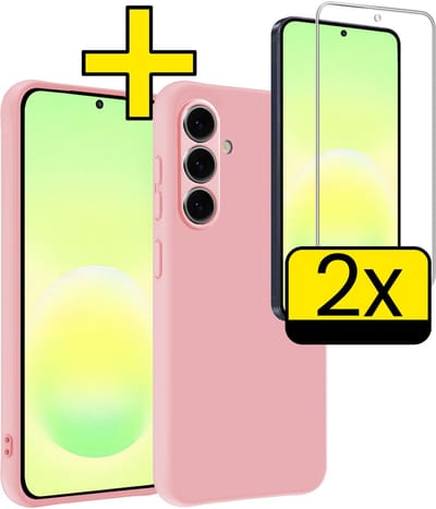 Hoesje - Met 2x Screenprotector - Geschikt voor Samsung Galaxy A57 - Sterk & Shockproof - Back Cover - Siliconen Case - Telefoon Hoes - Telefoonhoesjes - Lichtroze