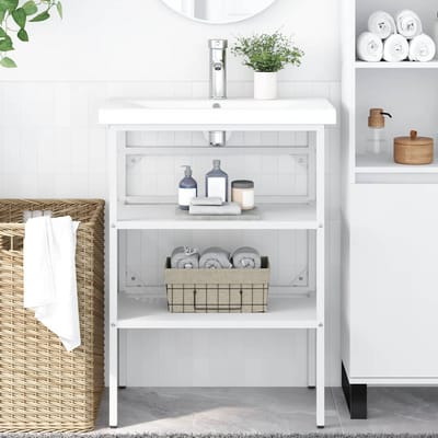 vidaXL - Wastafelframe - 59x38x83 - cm - ijzer - wit