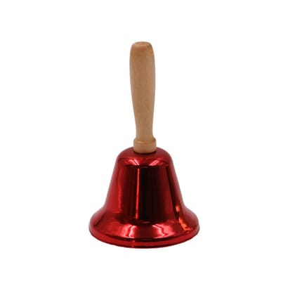 QTTVBTNA - Kerst Handbel - Houten Handgreep - Kerstdecoratie - Kerstmis - Multifunctionele activiteitenbel - Rood - 1 Stuk