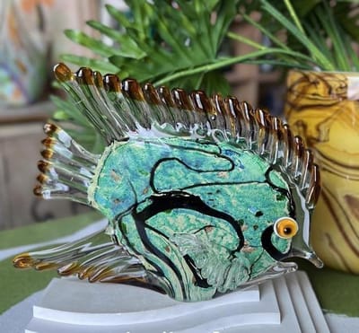 Glazen Vis Beeldje - Tropische Decoratie - Home Decoratie - Handgeblazen Ambacht - 30x20cm - Groen